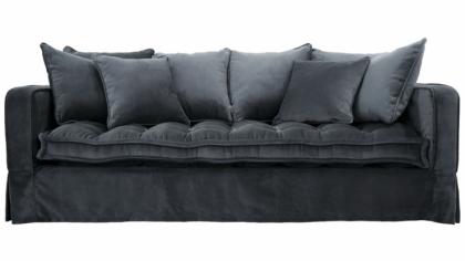 Greenwich soffa 3-sits velvet iron grey