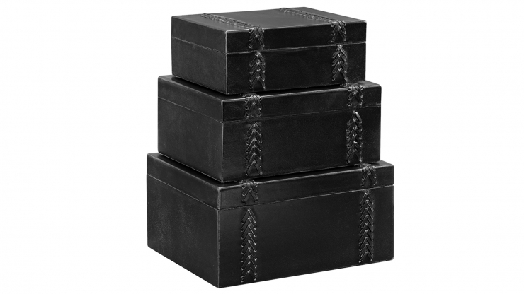 Mendoza box dekoration 3-set svart lder i gruppen Inredning / Dekoration / Deco hos Trosa Mbler (AW06-34119)