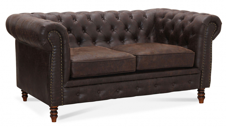 Chesterfield Cambridge soffa 2-sits tyg Vintage brun i gruppen Mbler / Soffor / 2-sits soffor hos Trosa Mbler (HG-C2SVB)