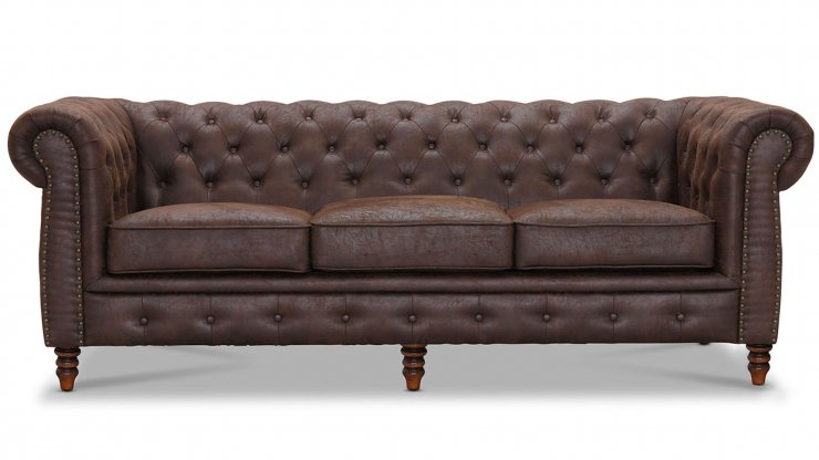 Chesterfield Cambridge soffa 3-sits tyg Vintage brun i gruppen Mbler / Soffor / 3-sits soffor hos Trosa Mbler (HG-CS3VB)