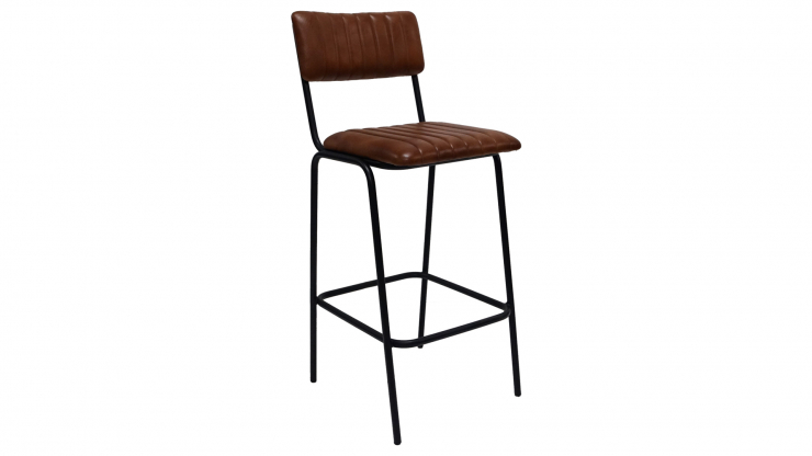 Quilt barstol svart/brunt lder i gruppen Vintage / Sittmbler / Barstolar hos Trosa Mbler (TML-MA1135)